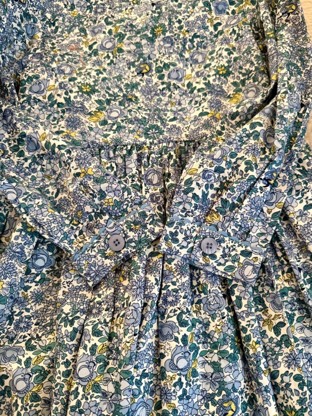 NWT Rachel Riley girl's blossom-print smocked button-front dress - Picture 7 of 7